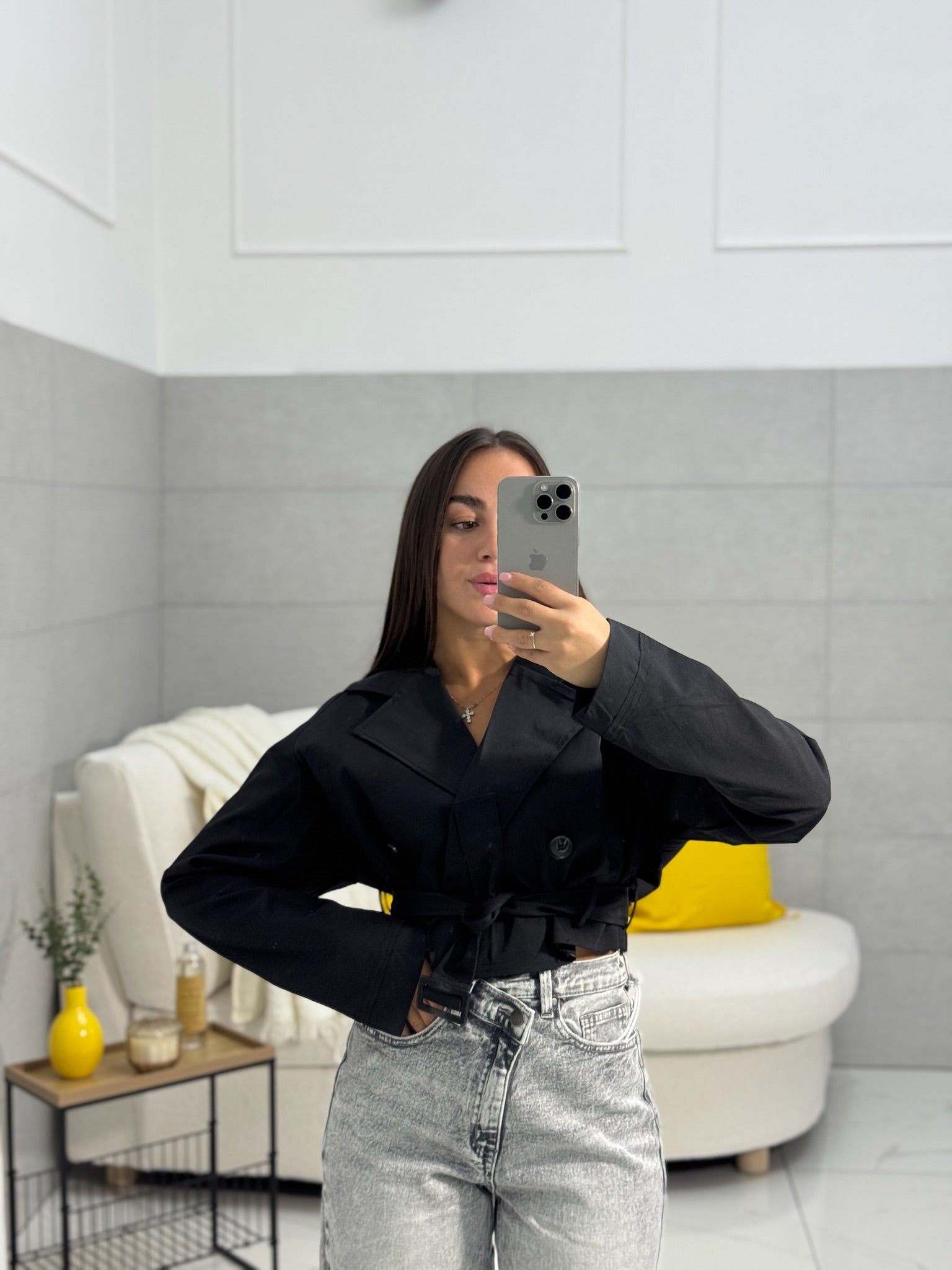 Trench Black Crop