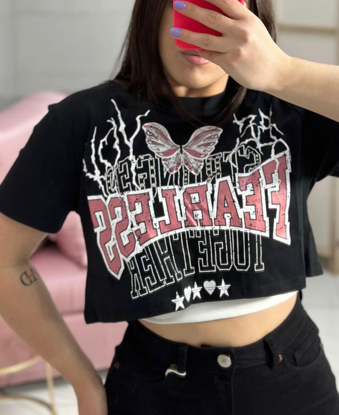 T shirt crop fearless