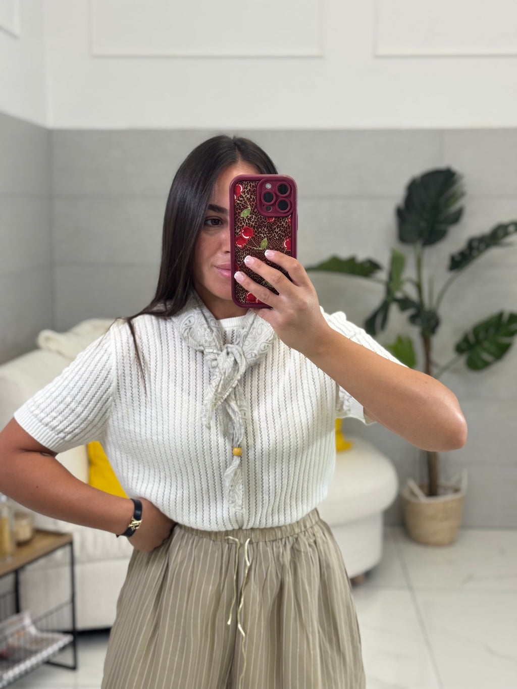 Maglia In Filo Con Foulard