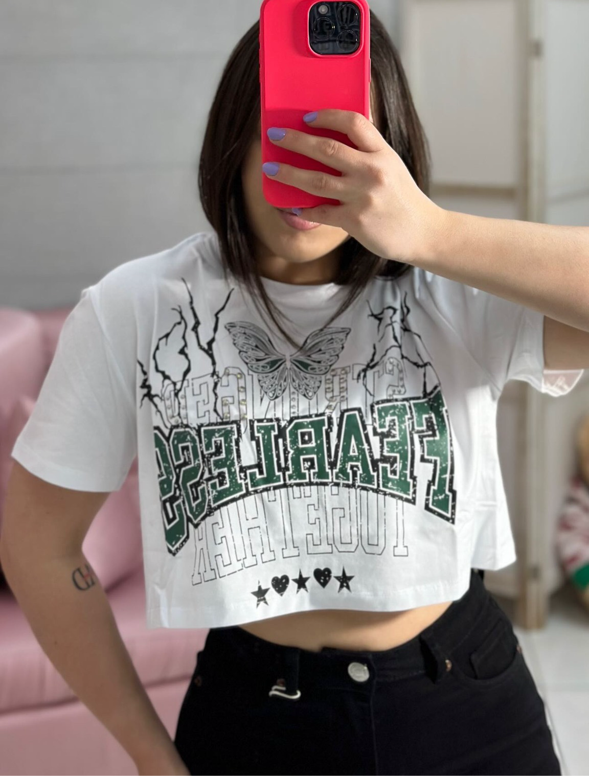 T shirt crop fearless