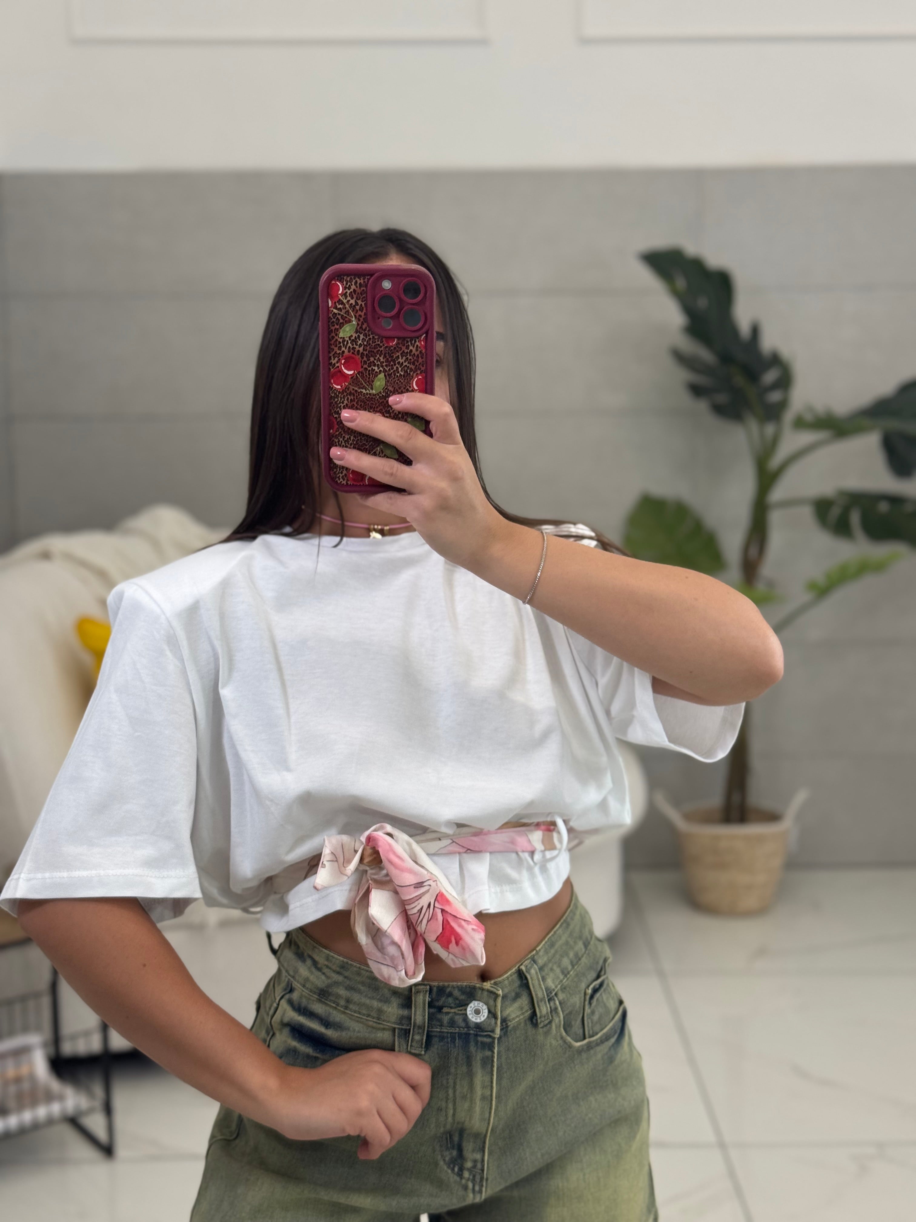 Maglia Crop Con Foulard