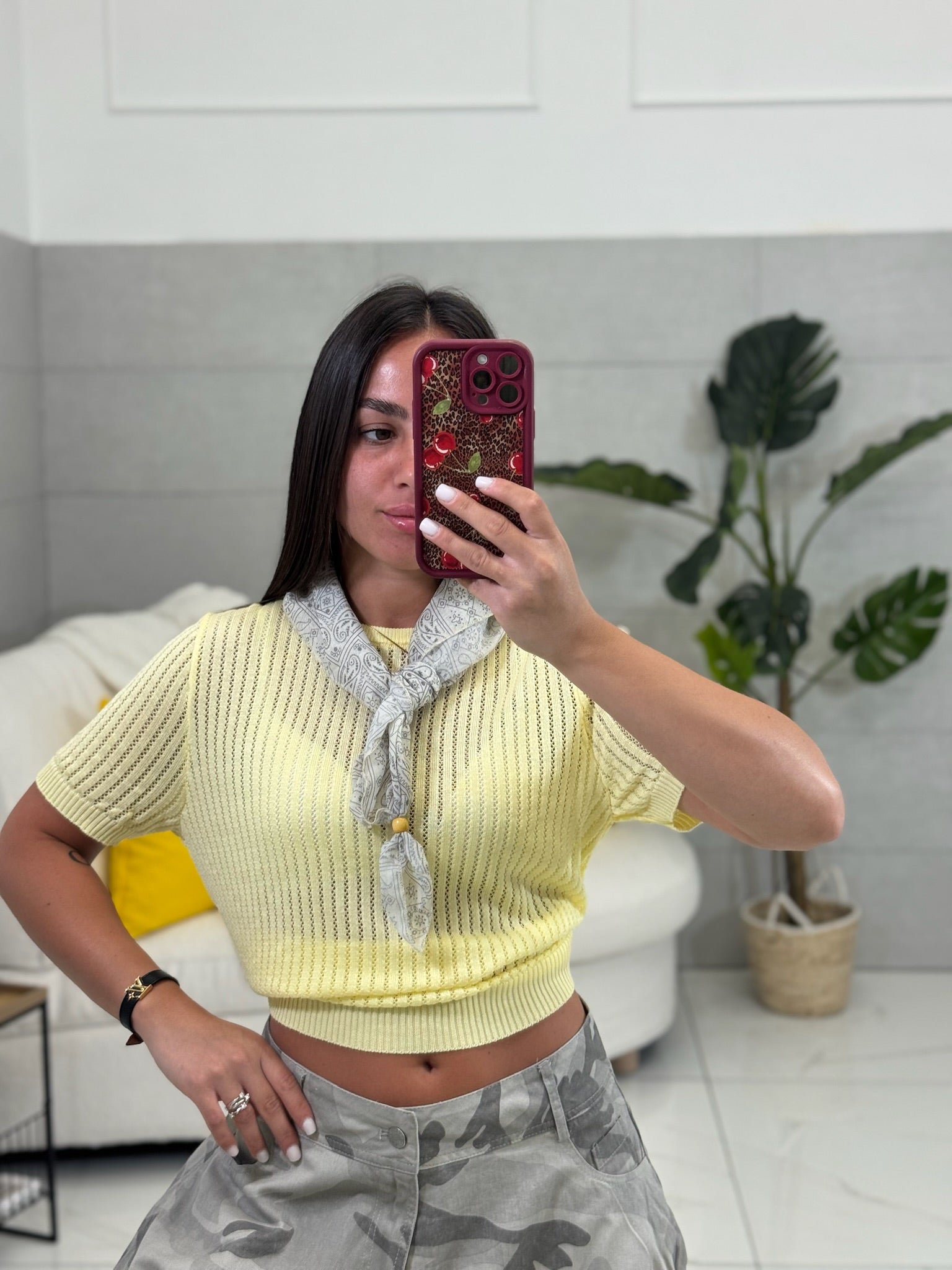 T-shirt In filo con foulard