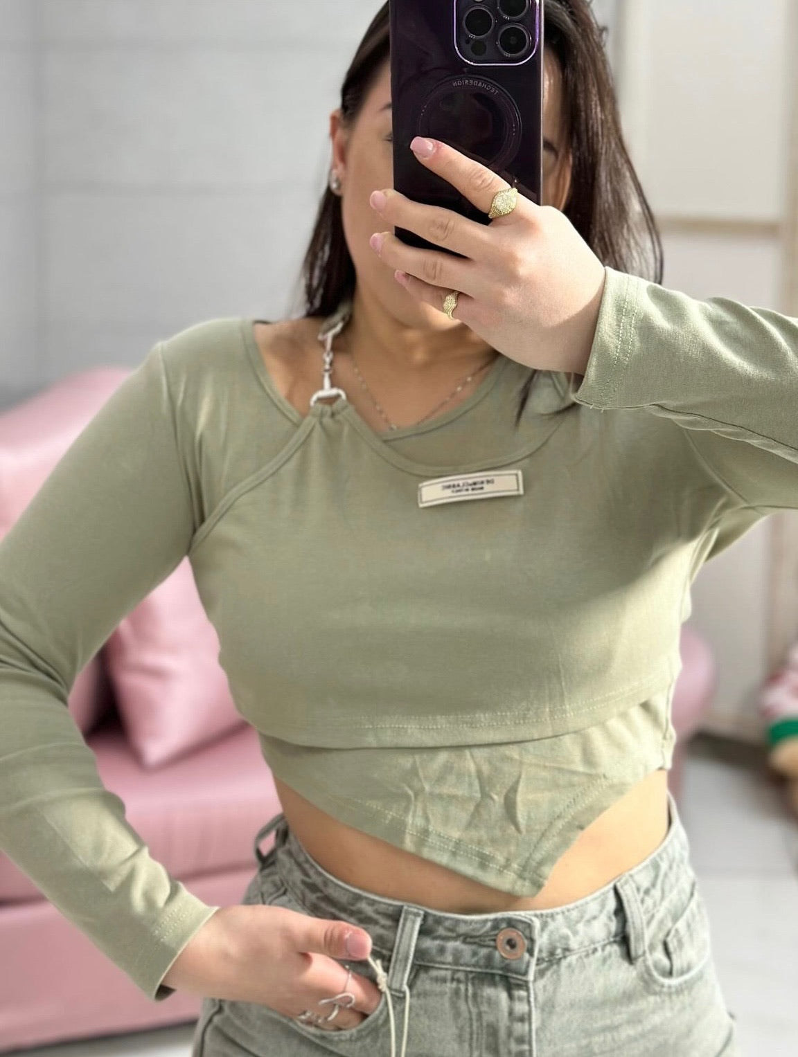Maglia crop in cotone