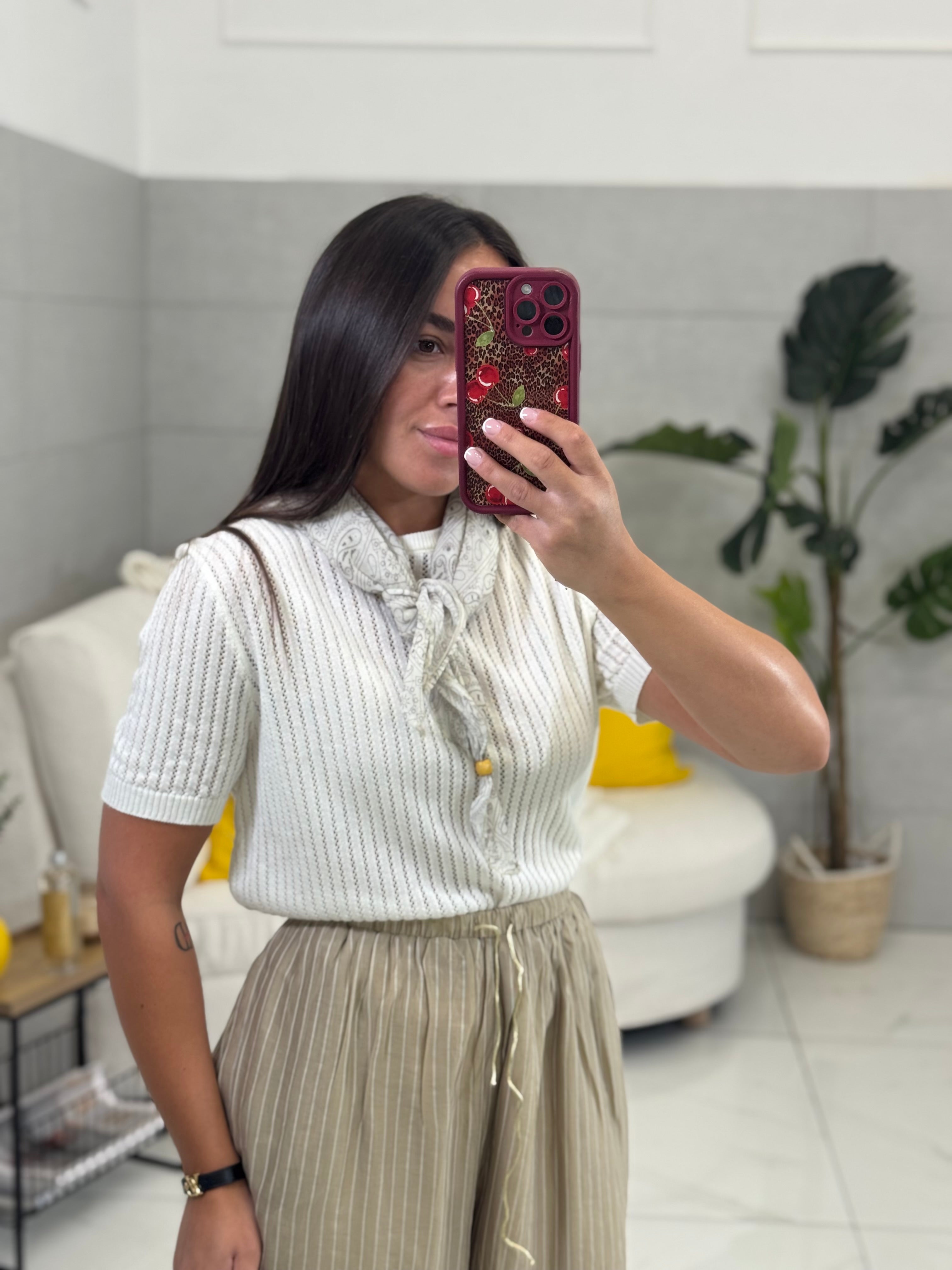 Maglia In Filo Con Foulard