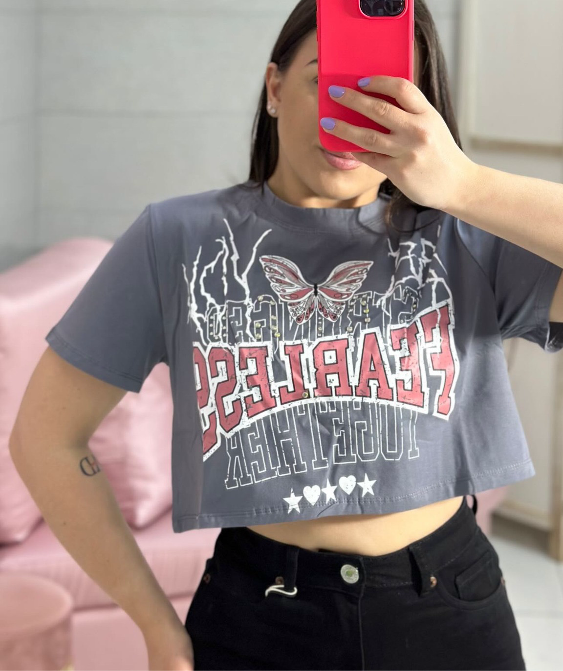 T shirt crop fearless