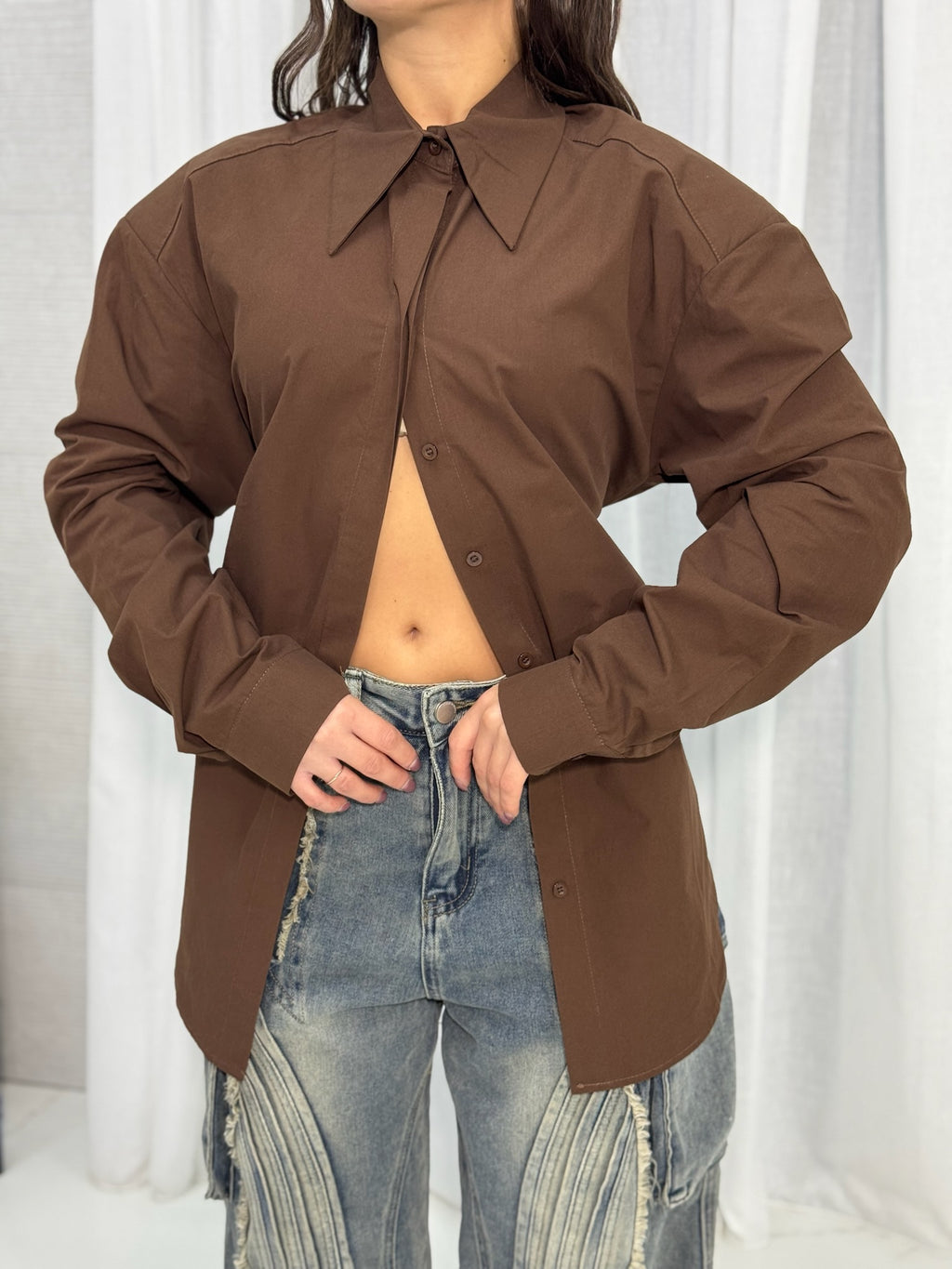 Camicia Over Con Spallina