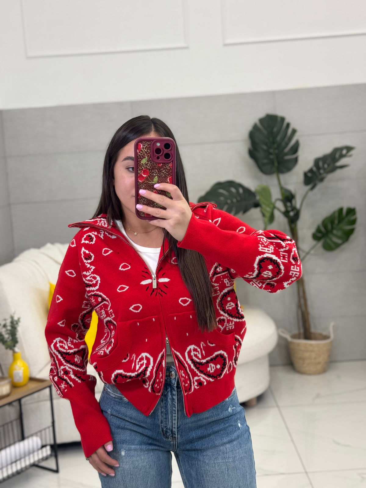 Cardigan Bandana Rosso