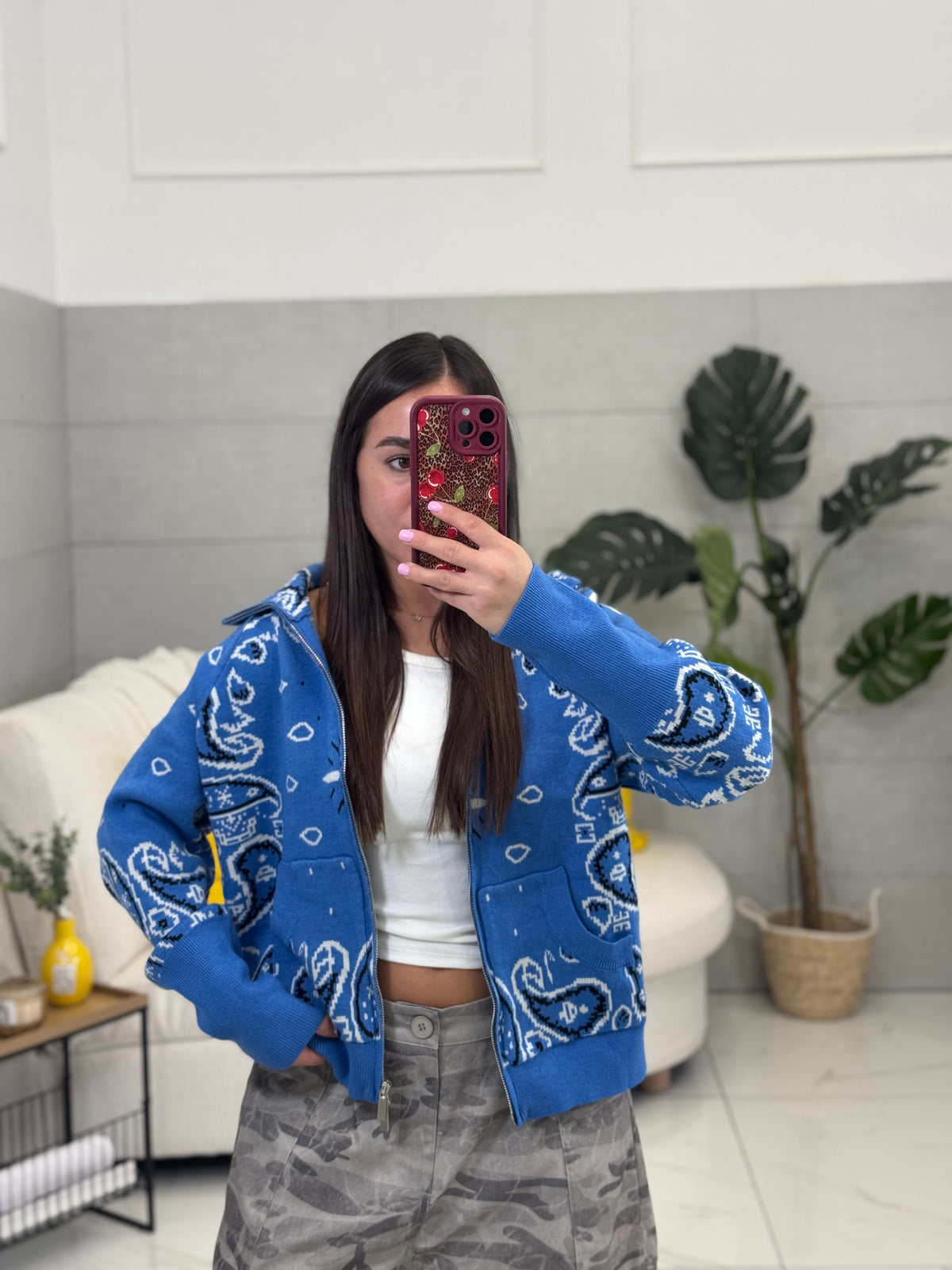 Cardigan Bandana Blu